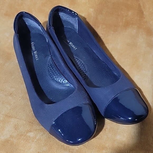 Studio Works Shoes - Studio Works Navy Wedge